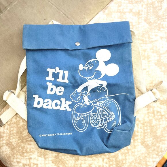 Vintage Walt Disney | Mickey Mouse "I'll Be Back" Backpack Circa 1950 - Picture 1 of 7